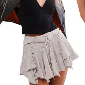 Free People Rue Miniskirt with grommets, Pumice Stone Grey, Size S